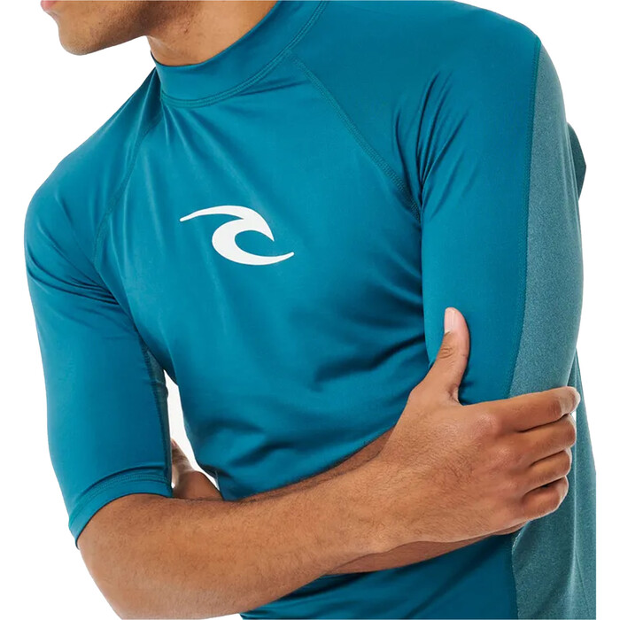 2024 Rip Curl Mnner Waves UPF Performance Kurzrmelige Lycra-Weste 142MRV - Deep Ocean